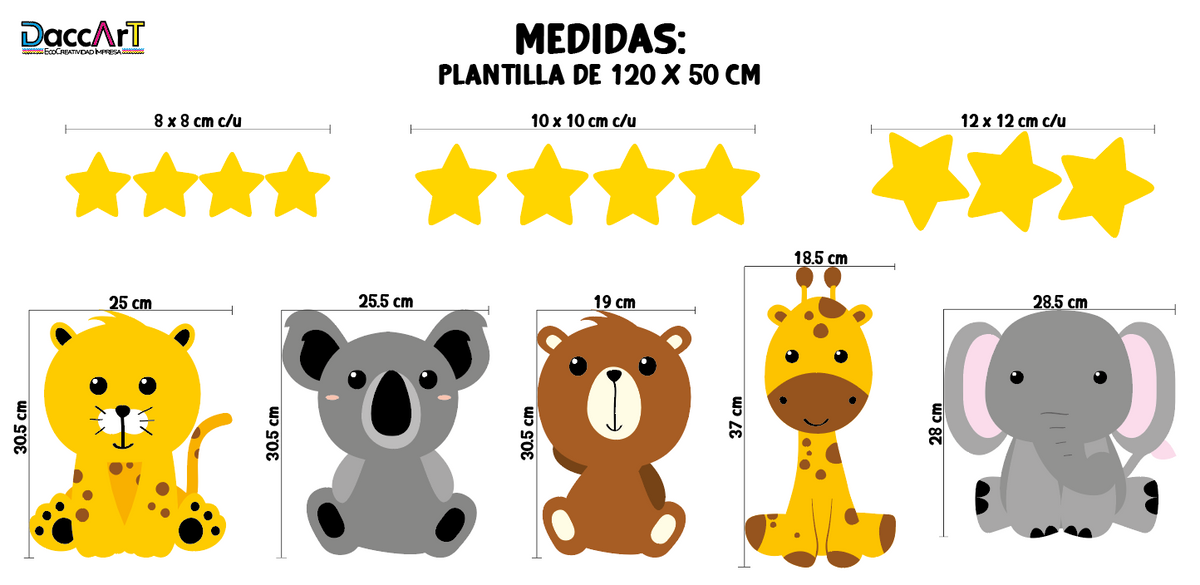 Vinil Decorativo Infantil Animales y Estrellas – DaccArt