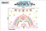 Lona Unicornios Cumpleaños Personalizado 100cmx150cm