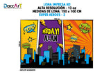 Lona Super Heroes Cumpleaños Personalizado 100cmx150cm