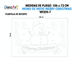 Vinil Navidad Decorativo Blanco Mono Nieve Merry Christmas 106 X 72 CM