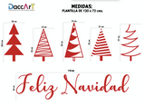 Vinil Navidad Decorativo Rojo Feliz Navidad Pinos Navideño  1.20 x 73 CM