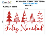 Vinil Navidad Decorativo Rojo Feliz Navidad Pinos Navideño  1.20 x 73 CM