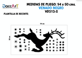 Vinil Navidad Decorativo Negro Venado Navideño con Estrellas 94 x 50 CM