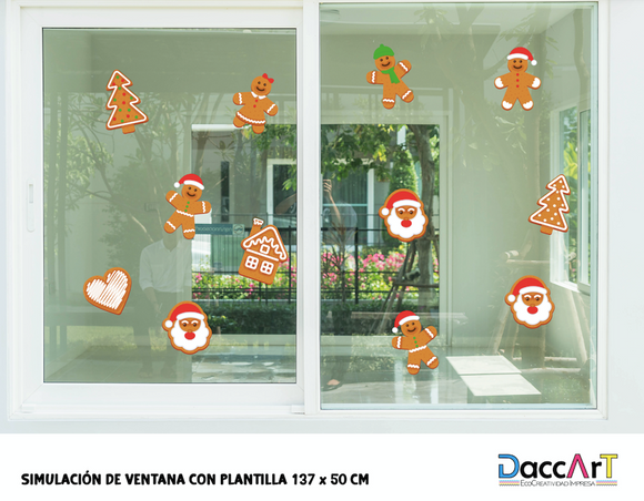 Vinil Navidad Decorativo Galletas De Jengibre Navideño 1.37 CM X 50 CM