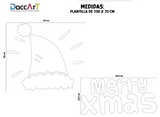 Vinil Navidad Decorativo Blanco Merry Xmas Y Gorro Navideño 1.06 X 77 CM