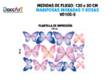 Vinil Decorativo Infantil Mariposas Moradadas y Rosas