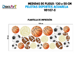 Vinil Decorativo Infantil Pelotas Deportes Acuarela