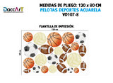 Vinil Decorativo Infantil Pelotas Deportes Acuarela